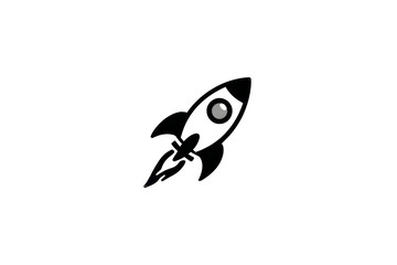 Fototapeta premium A minimalist rocket ship design against a transparent background ideal for startup logos space exploration websites and app interfaces, silhouette