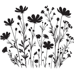 Wildflowers silhouette illustration vector art design graphic resource