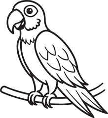 Obraz premium Simple outline illustration of a tropical parrot bird, perfect for nature, jungle, or animal-themed design elements.