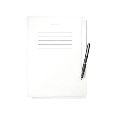 Blank paper sheets with pen isolated on a white background