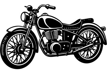 Fototapeta premium Vintage Motorcycle Illustration Classic Bike Design, Black and White