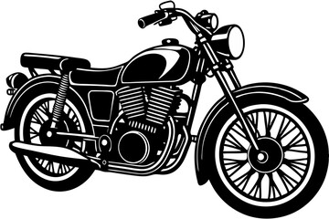 Fototapeta premium Vintage Motorcycle Illustration Classic Bike Design, Black and White Vector Art