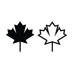 maple leaf icon vector design concept silhouette and outline style