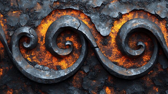 Fiery Metal Swirls: Industrial Abstract Background
