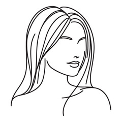 Minimalist Line Art of a Beautiful Woman Vector Illustration