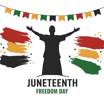 Juneteenth Freedom Day: Celebration Graphic with Bunting, Commemorating Juneteenth: Festive Design for Emancipation Day