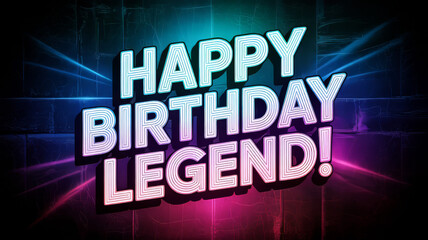Obraz premium Neon Glow Happy Birthday Greeting Design for Digital Use
