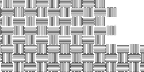 Gray Weave Pattern Showing Repetition Useful as Background. Minimal line Seamless geometric pattern with shapes. Decoration and maze ornament square wall tile. grey rattan weave texture background.