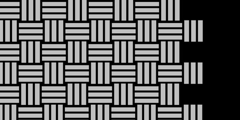 Gray Weave Pattern Showing Repetition Useful as Background. Minimal line Seamless geometric pattern with shapes. Decoration and maze ornament square wall tile. grey rattan weave texture background.