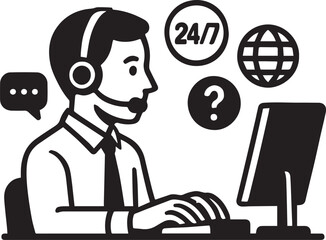 Fototapeta premium Global 24 7 customer support representative