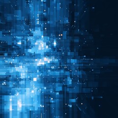 Blue Tech Finance Fintech Background Abstract Pixel Pattern. Abstract Business Tech Science Vector Backdrop.