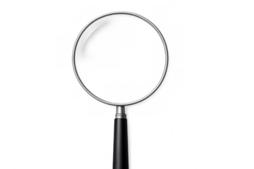 Magnifying glass with transparent background, ideal for various design projects requiring a realistic zoom effect