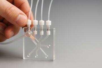 Hand Adjusting Clear Fluidic Device with Tubes and Connectors for Scientific Applications