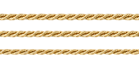 Gold rope chain design isolated on a white background png ai generated