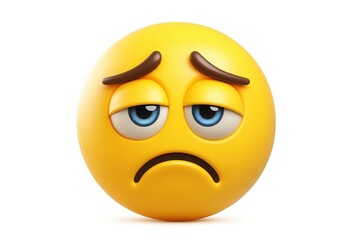 sad emoji face with droopy eyes and frown expression isolated on white background emotional reaction unhappy feeling icon