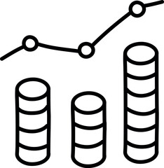 Illustration of financial growth chart with coin stacks showing business and investment performance and economic progress trend vector