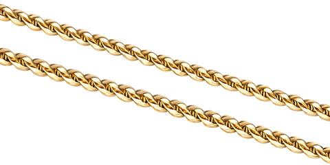 Gold rope chain necklace isolated on white background png ai generated isolated on a white background