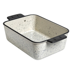 Speckled baking dish with black trim modern kitchenware image illustration on transparent background
