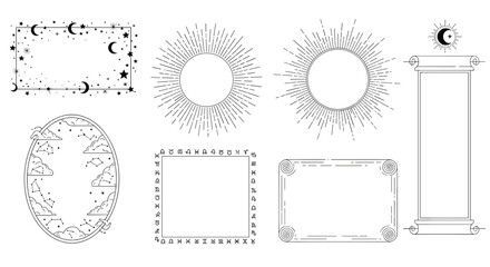 Celestial Frame Collection Mystical Decoration for Posters And Cards