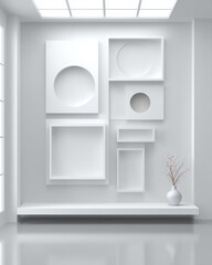 Modern Minimalist Gallery with Empty Frames and Elegant Decor