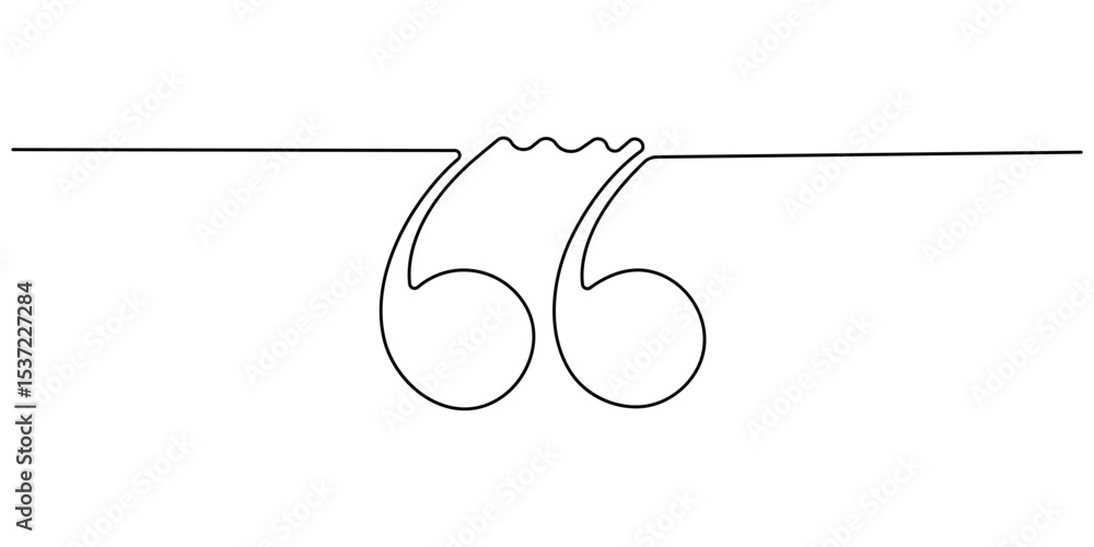 Poster one continuous line illustration of quote mark icons. continuous line drawing of quotes vector, sing