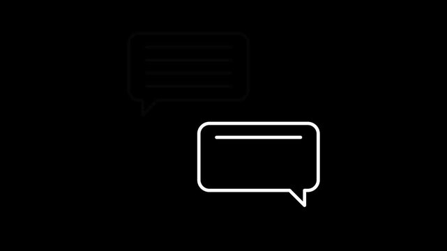 Review and Chatting Icon Animation. White illustration isolated on black screen. Motion Graphics.