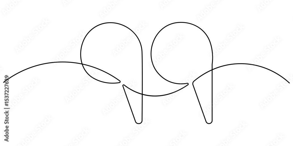 Poster one continuous line illustration of quote mark icons. continuous line drawing of quotes vector, sing