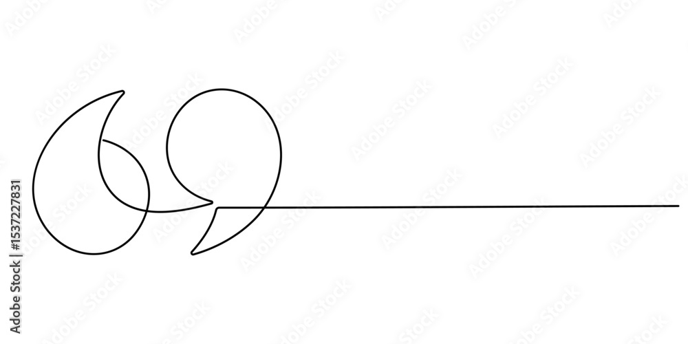 Poster one continuous line illustration of quote mark icons. continuous line drawing of quotes vector, sing
