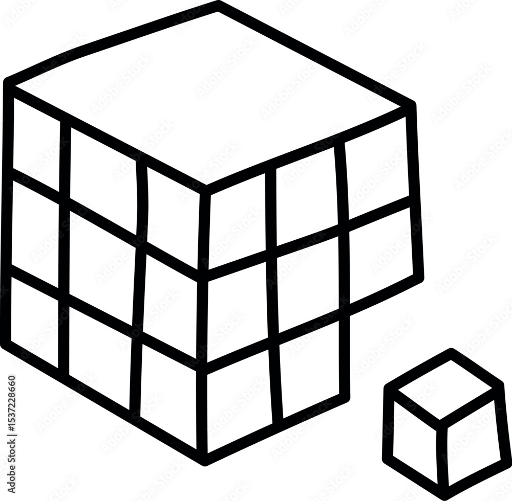 Poster Illustration of isometric cube puzzle vector illustration for design and educational projects and presentations use hundred vector