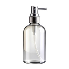 Obraz premium Minimalist transparent pump bottle perfect for hygiene products presentation on transparent background