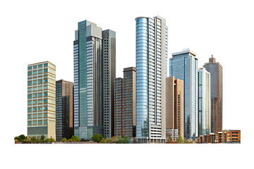 Modern city skyline buildings isolated on a white background png ai generated
