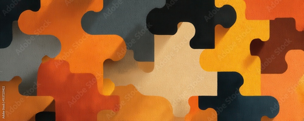 Aufkleber abstract puzzle patterns with overlapping colorful pieces