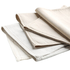 Neutral fabric squares stacked in an orderly fashion, providing a calm aesthetic on transparent background
