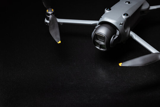 DJI Mavic 4 Pro drone, top view with copy space on a black background on June 12, 2025, Germany