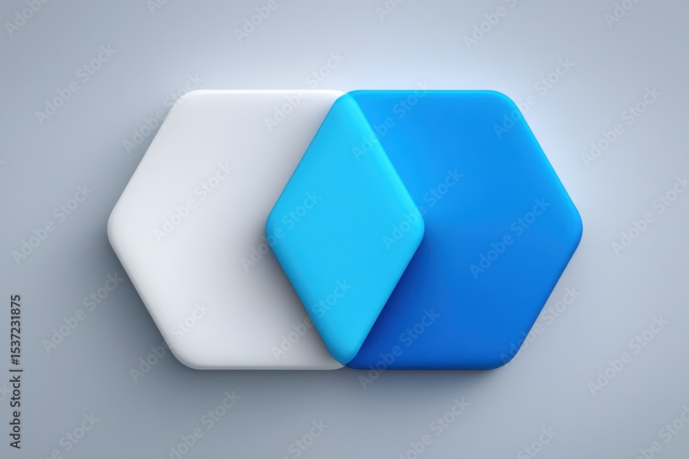 Poster modern abstract hexagonal shapes with gradient blue and white colors