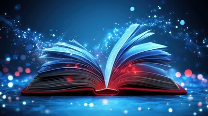 Educational clipart Concept an open book with a magical glow, leading lines drawing attention to the pages, soft, ethereal light