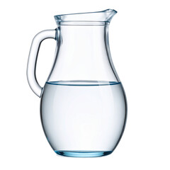 Crystal pitcher filled with refreshing clear water presents purity beautifully on transparent background
