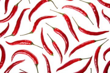 Red chili peppers pattern isolated on a white background png ai generated