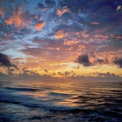 Fototapeta premium Early morning sunrise over the sea . Some clouds.