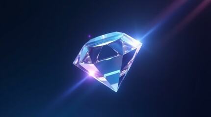 Diamond-shaped digital prism with radiant beams, ideal for clean data transmission visuals and luxury IT branding.