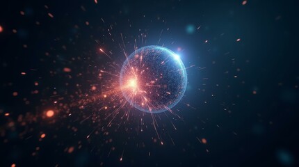 Obraz premium Data crystal breaking from overload, visual metaphor for breach, ideal for cybersecurity and encryption themes.
