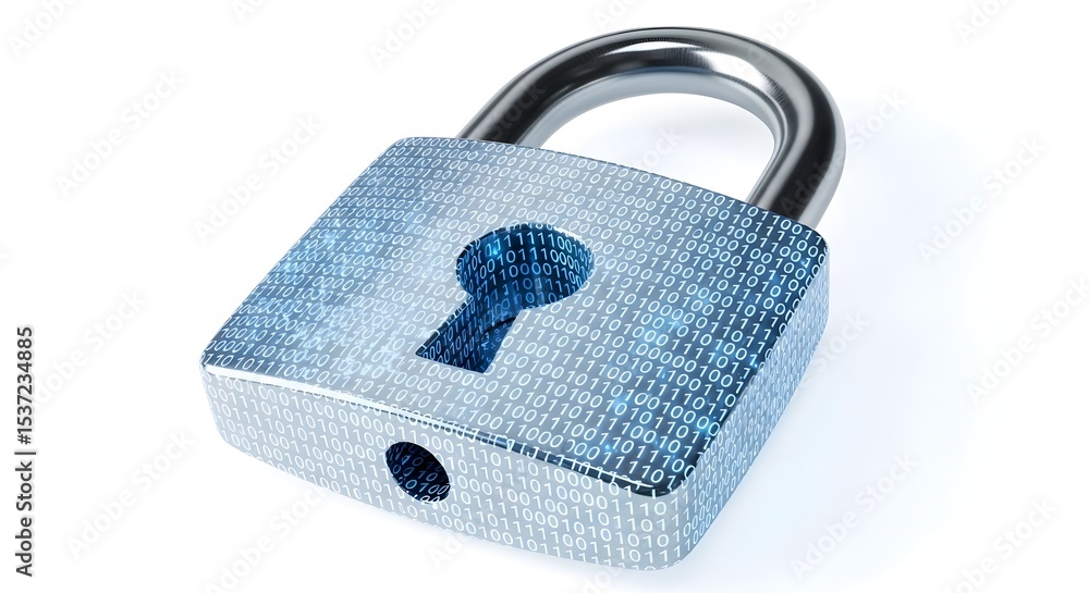 Poster digital security a strong padlock representing data protection and privacy