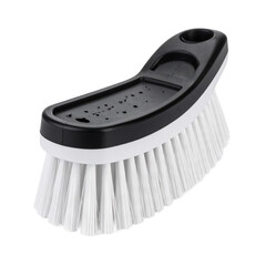 A meticulous close-up of a cleaning brush displaying pristine bristles on transparent background