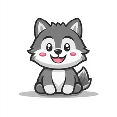 Obraz premium Cute cartoon wolf pup