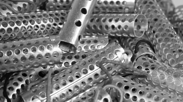 Vintage metal curlers for curling hair closeup
