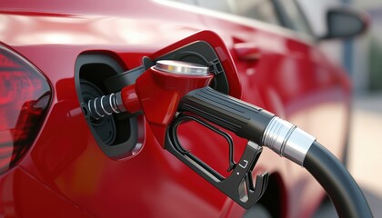 Close-Up Detail View Of Fuel Autogas Pump Gun Connected With Nozzle Adapter To Car Tank For Refilling At Gas Station. Vehicle Refueling With Liquefied Lpg Or Lng. Enhanced Safety Technology.
