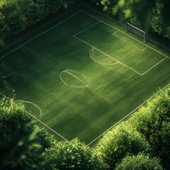 Green grass soccer field background. Vector EPS10 illustration. 