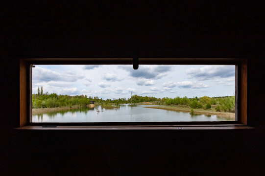 Saint-Cyr lake, near Poitiers and Chatellerault, bird sanctuary, equipped with blinds for ornithological observation and photography, France