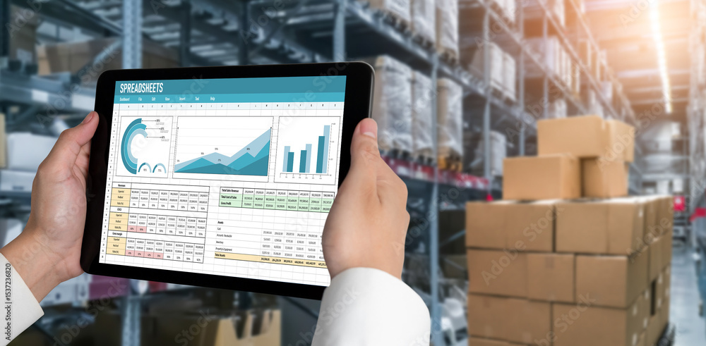 Poster spreadsheet document information financial startup concept. data and graphs in spreadsheet documents