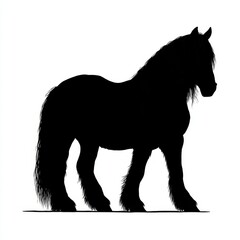 Draft Horse Silhouette Vector, Shire Horse Black Clipart